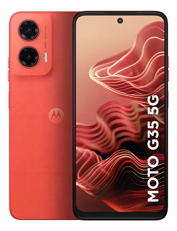 Smartphone Motorola Moto G35 5g - 256gb 12gb (4gb Ram+8gb Ram Boost) E Camera 50mp Com Ai Nfc Tela 6.7 Com Superbrilho - Coral - Vegan Leather
